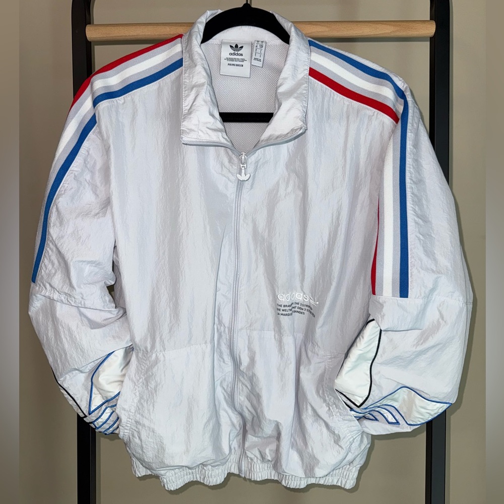 Adidas White Jacket with Red and Blue Accents
